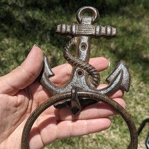 Anchor style wall decor towel hanger